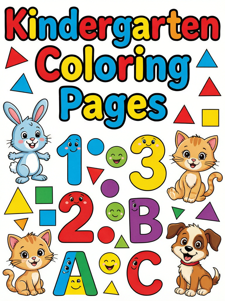 Kindergarten Coloring Pages coloring template cover